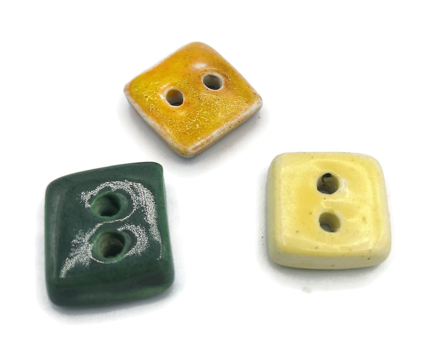 3Pc Handmade Ceramic Square Sewing Buttons, Best Sellers Sewing Supplies And Notions, Artisan Coat Buttons, Novelty Unique Craft Supplies - Ceramica Ana Rafael