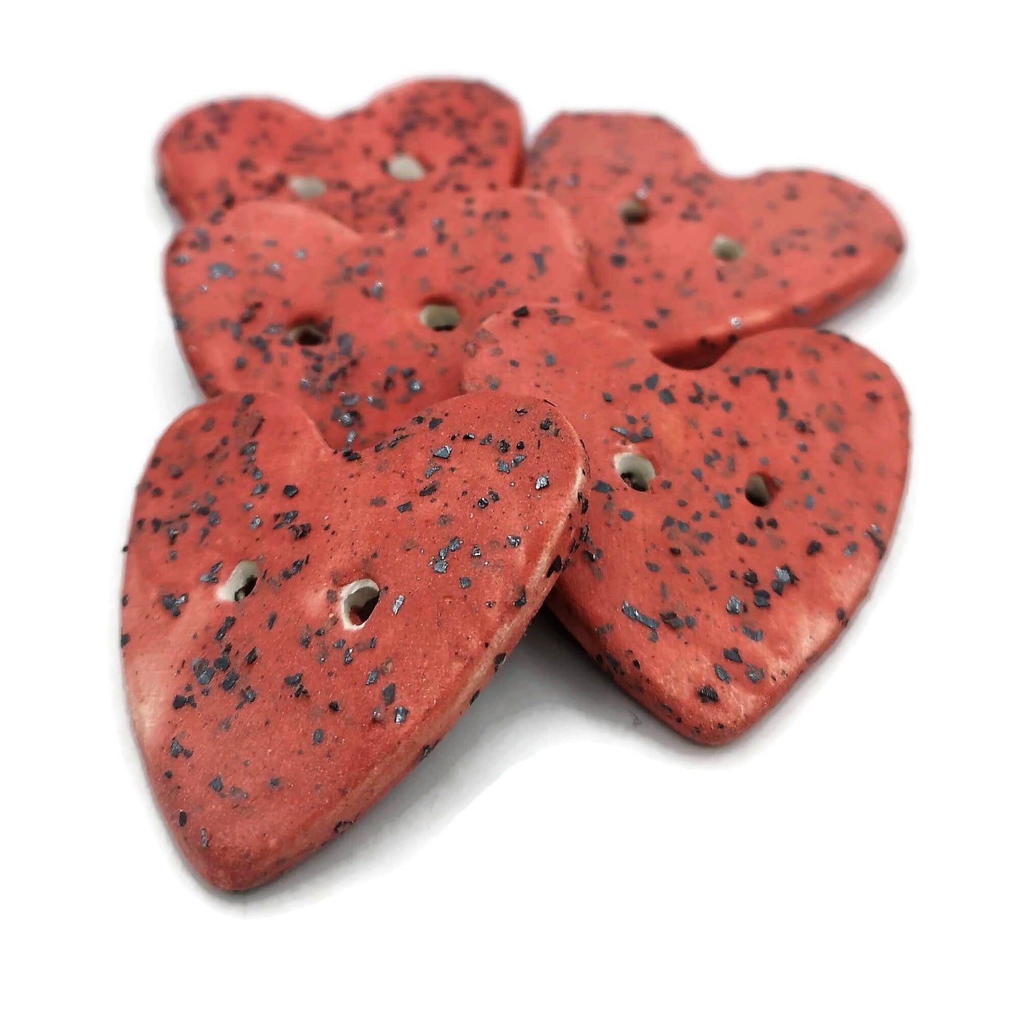 HEART BUTTON, NOVELTY Theme Buttons For Crafts, Unique Valentines Day Decor, Cute Handmade Ceramic Heart Shaped Buttons - Ceramica Ana Rafael