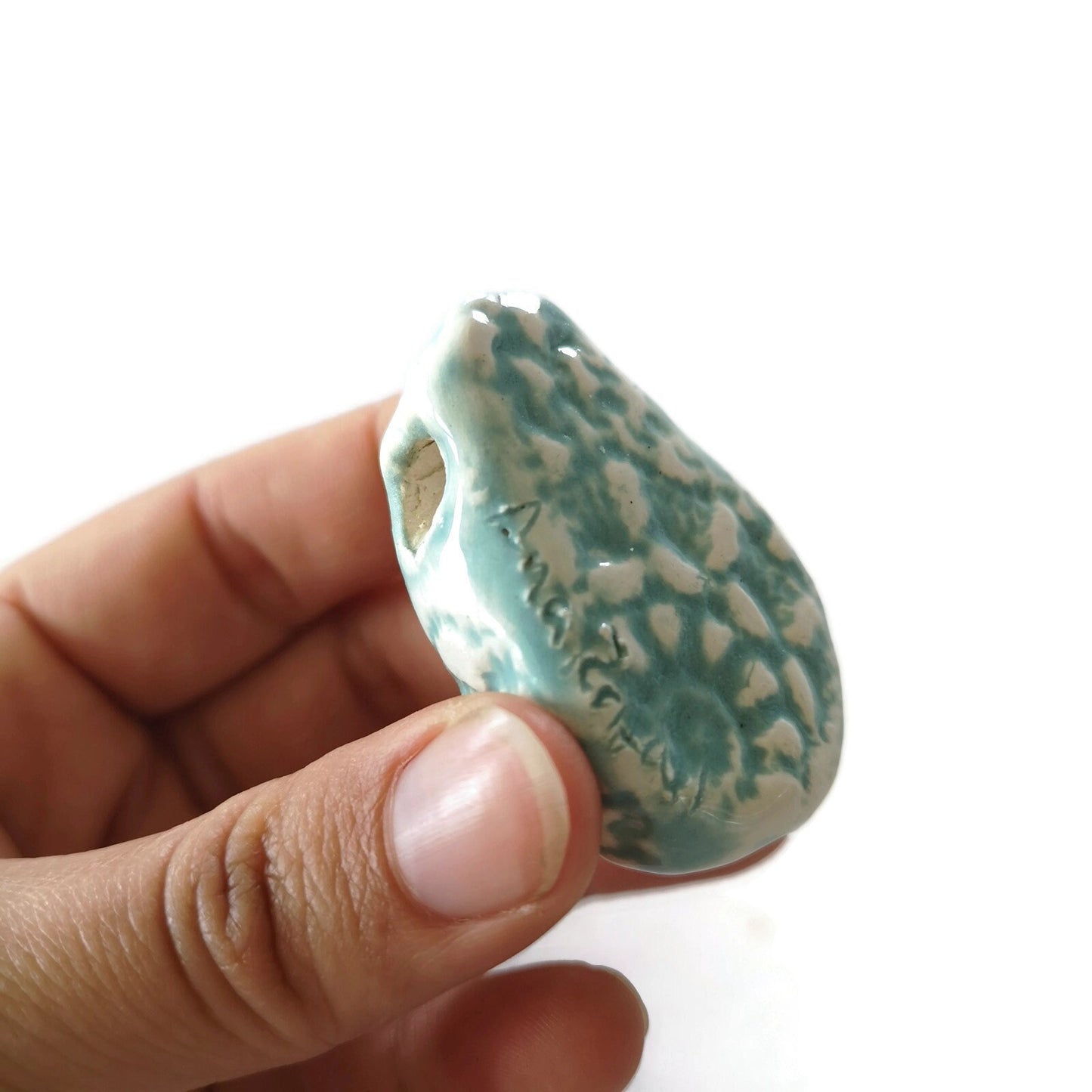 Handmade Ceramic Turquoise Pendant, Unique Jewelry Making Clay Charms, Jumbo Clay Pendant, Most Sold Items Necklace Pendant - Ceramica Ana Rafael