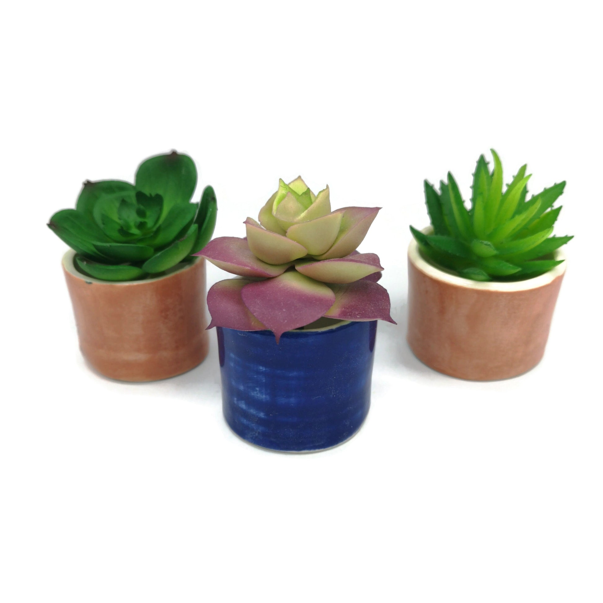 3Pc Small Succulent Pot, Office Desk Accessories for Women Gift Set, Small Planter Handmade Ceramic Vase, Sister Birthday Gifts Ideas - Ceramica Ana Rafael