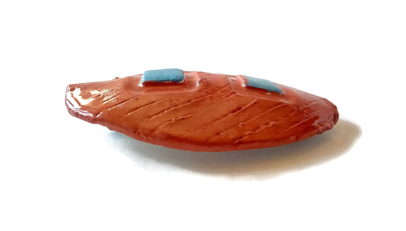 Handmade Ceramic Red and Blue Hair Clip For Women, Best Gifts For Her, Large Hair Barrette, Birthday Gift Idea, Minimalist Hair Clip - Ceramica Ana Rafael