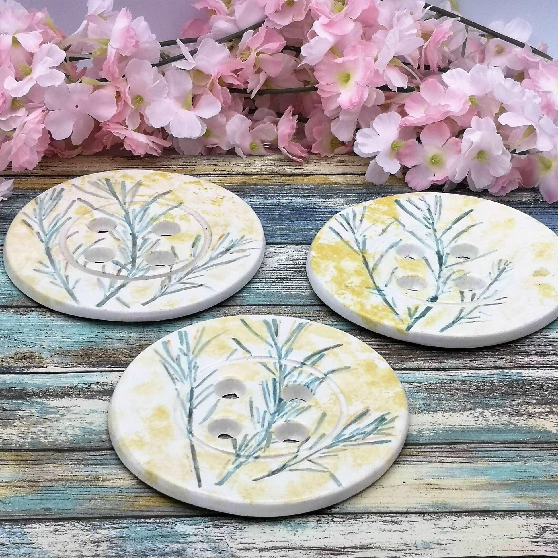 1Pc 145mm Giant Round Sewing Buttons Wall Art, Mothers Day Gift, Handmade Ceramic Plant Mom Birthday Gift From Daughter, Best Sellers