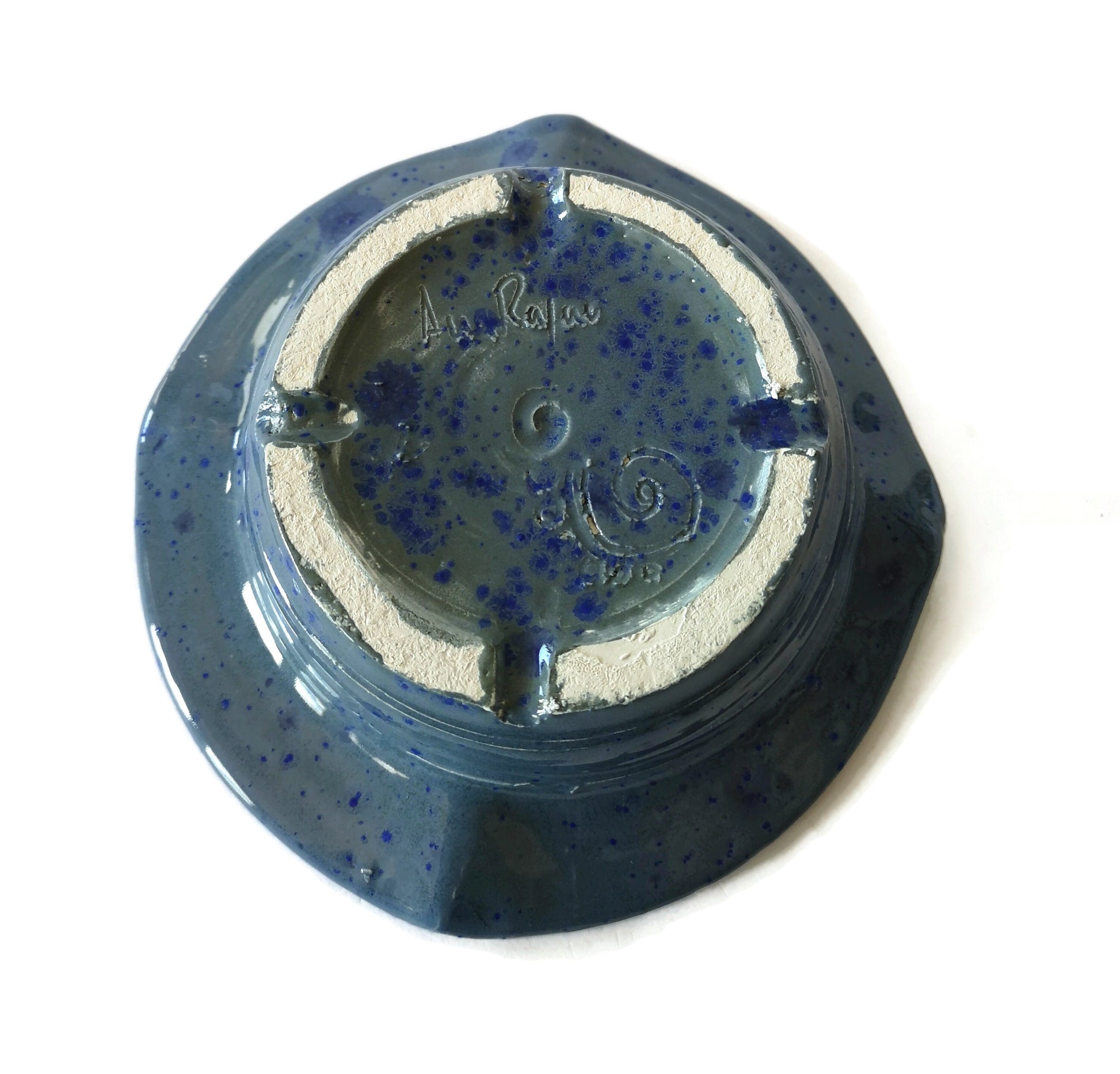 CERAMIC ASHTRAY, MODERN Ashtray, Handmade Dark Blue Pottery Cigar Ashtray - Ceramica Ana Rafael
