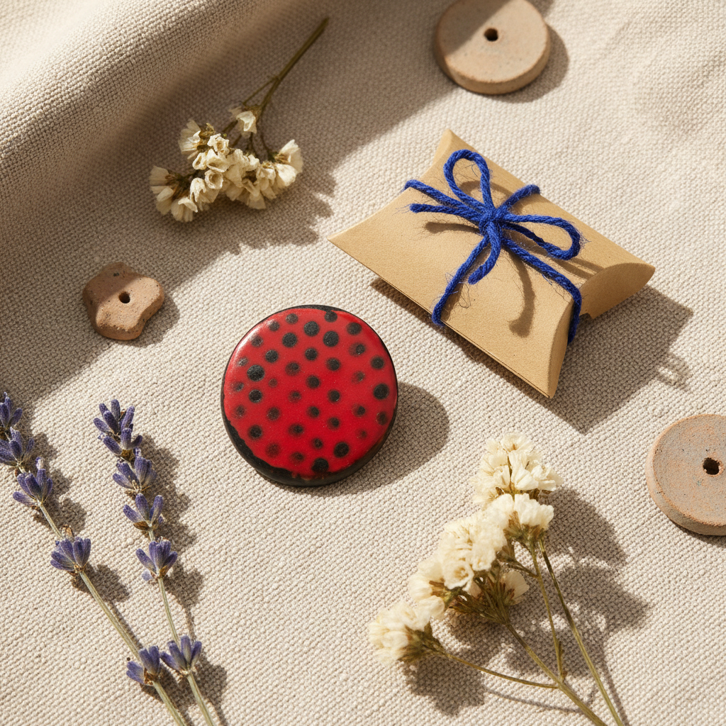 Etsy Hero – Red & Black Ceramic Brooch