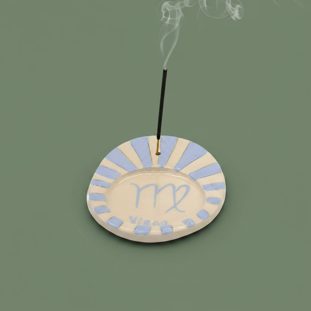 Hand-painted Virgo zodiac incense burner