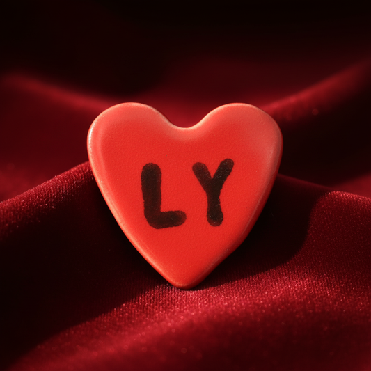 Handmade red ceramic heart brooch