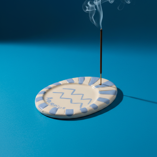 Handmade Aquarius ceramic incense holder for sticks and cones