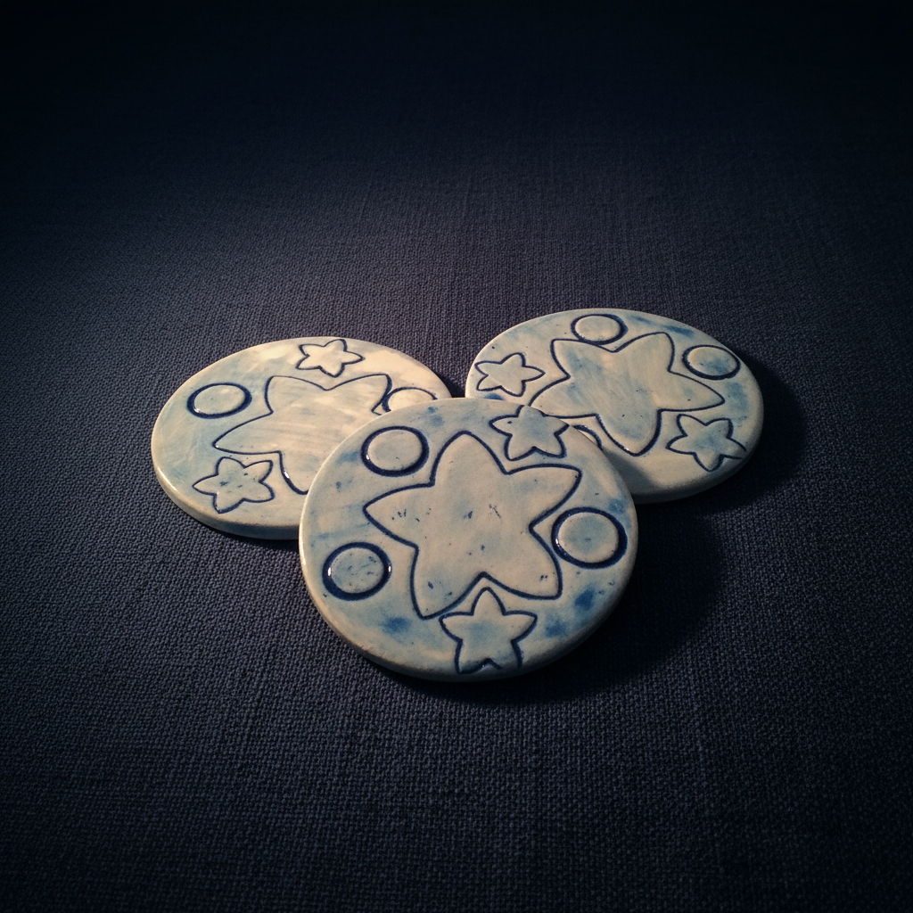 Round ceramic coasters with cork backing