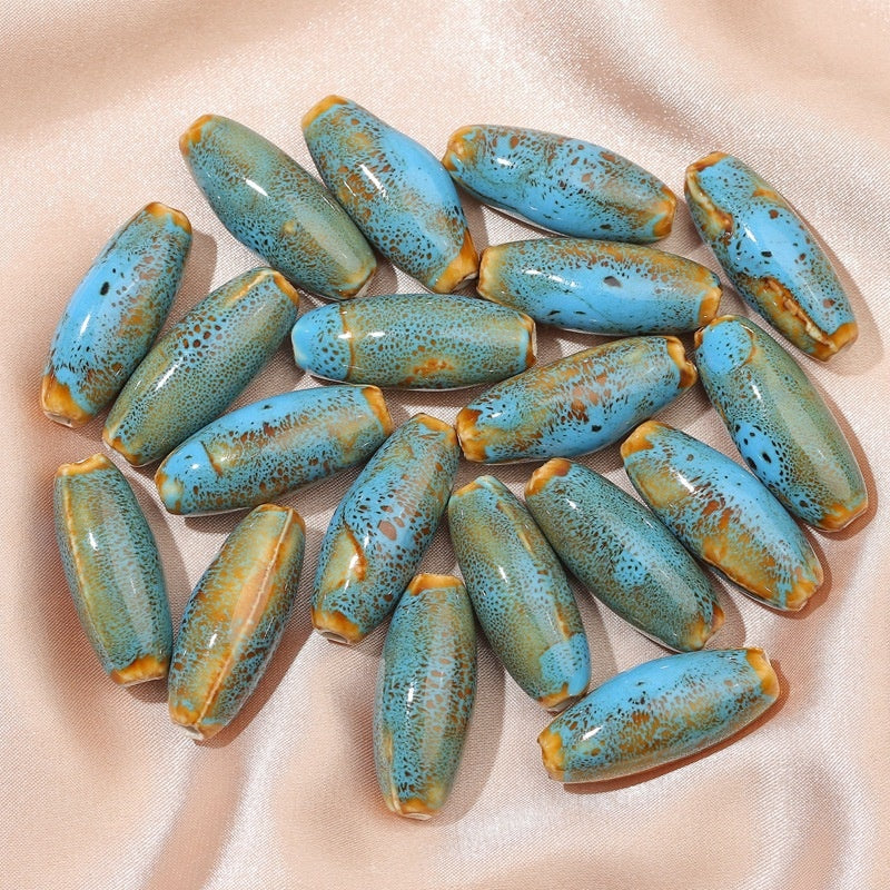 10 Pcs Large Ceramic Bullet Beads – Jewelry Making & Craft Supplies