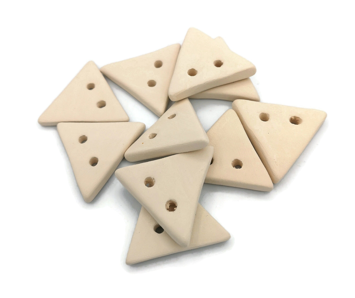 BLANK BUTTONS, TRIANGLE Sewing Buttons For Jewery Making, Set Of 10 Unpainted Ceramic Bisque Ready To Paint, Novelty Buttons, Flat Buttons - Ceramica Ana Rafael