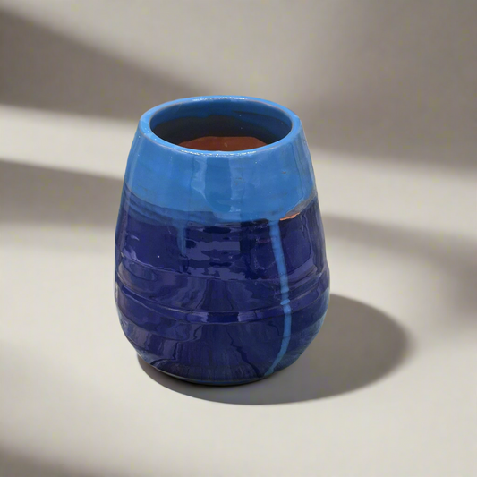 Blaue handgefertigte Keramikvase, großer Utensilienhalter, moderner Küchenutensilien-Organizer, individuelles Hochzeitsgeschenk, großer Übertopf aus Keramik