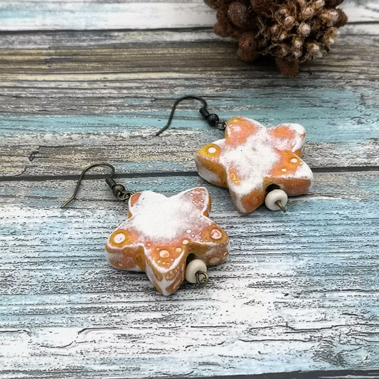 STAR EARRINGS DANGLE, Ceramic Star Drop Earrings, 9th Anniversary Gift For Her, Novelty Charm Aesthetic Earrings - Ceramica Ana Rafael