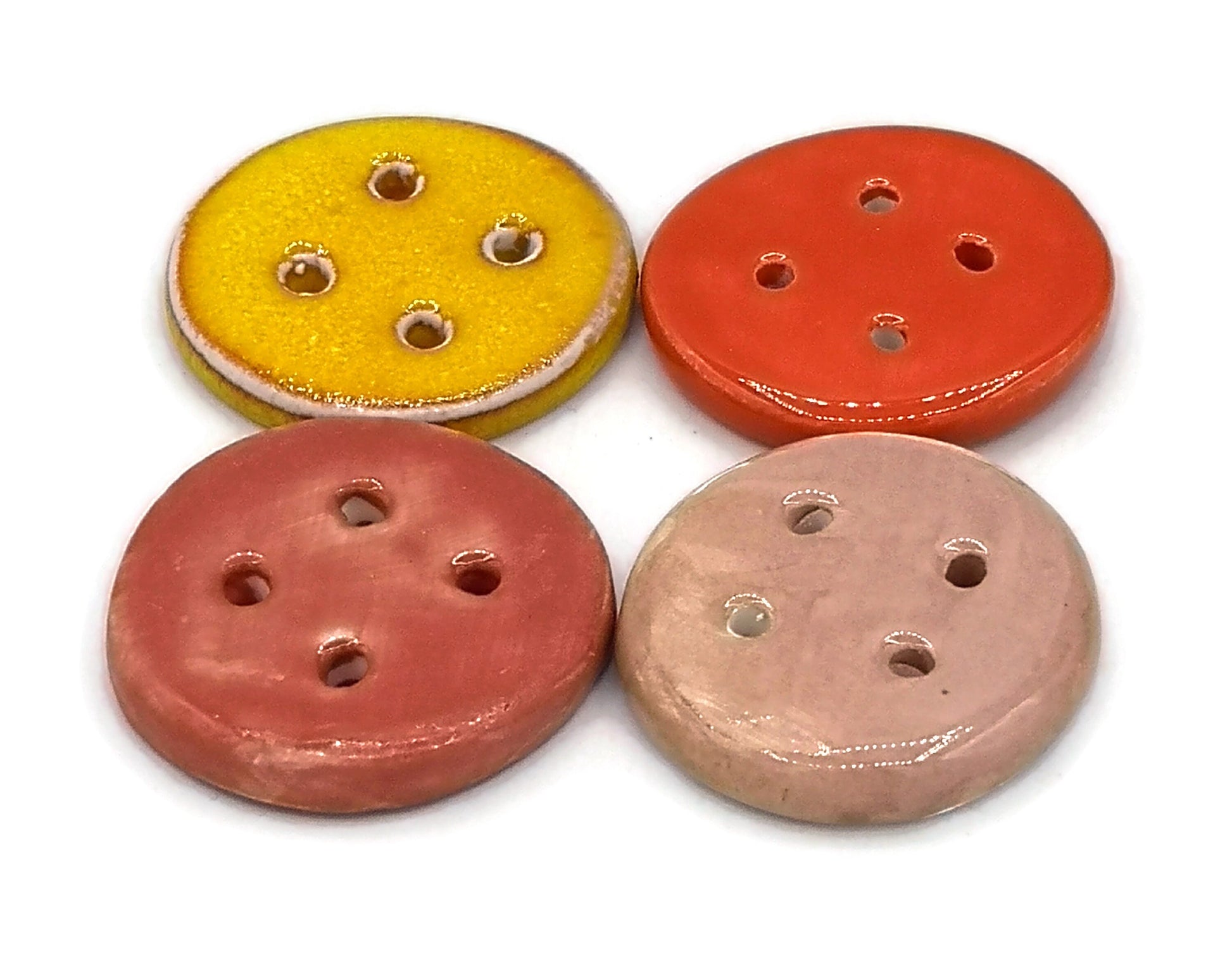 Clay Buttons Lot Of 4, Round Large Sewing Buttons, Jewelry making, Best sellers Sewing Supplies And Notions, Handmade Ceramic Unique Buttons - Ceramica Ana Rafael