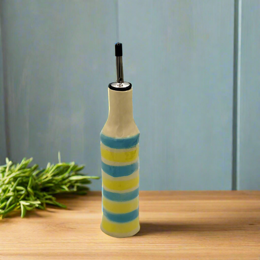 Handmade Ceramic Olive Oil Dispenser – Decorative Stoneware Bottle with Pour Spout – Housewarming Gift