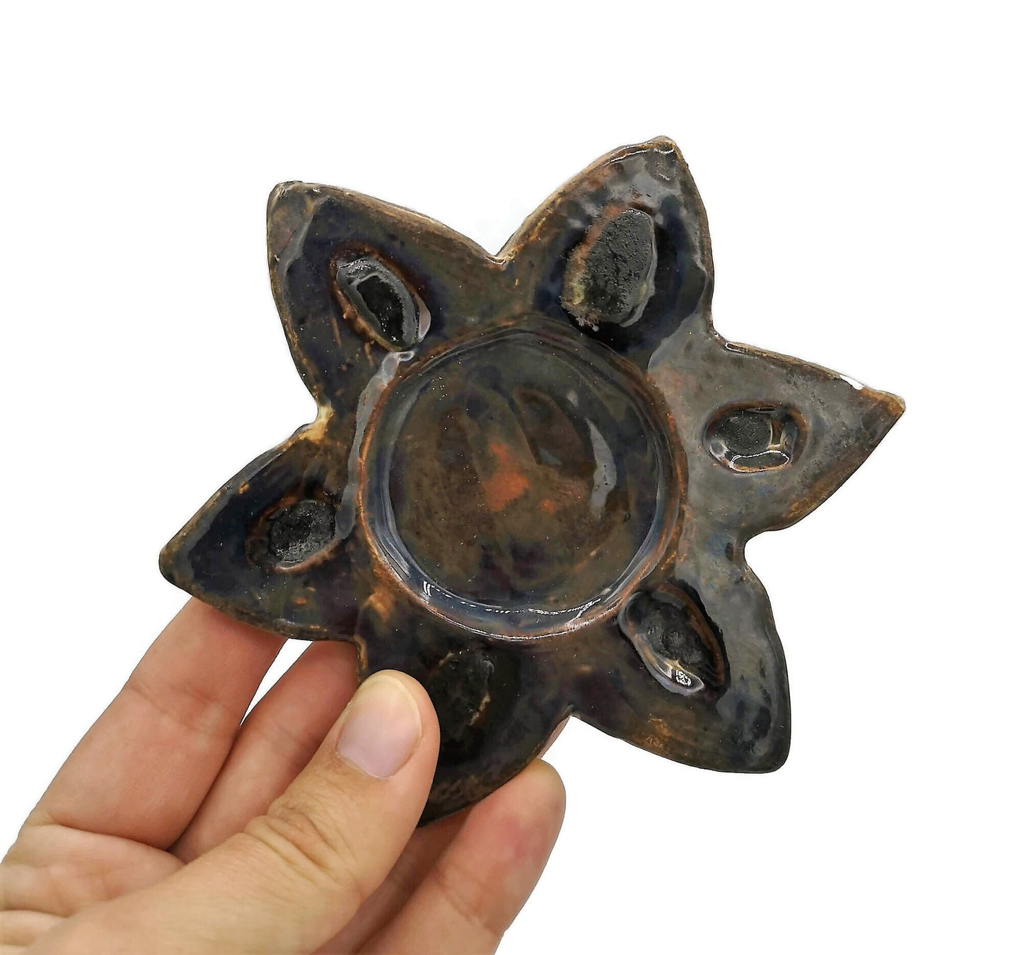 Handmade Ceramic Star Candle Holder For Home Decor, Office Desk Accessories For Her, Artisan Pottery Tealight Holder, Gift Idea For Women - Ceramica Ana Rafael