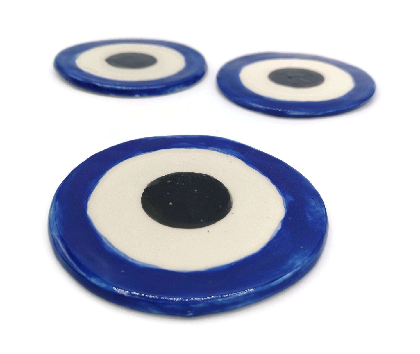 1Pc Handmade Ceramic Blue Evil Eye Coasters For Drinks, Mothers Day Gift For Women, Mom Birthday Gift, Artisan Pottery Best Seller