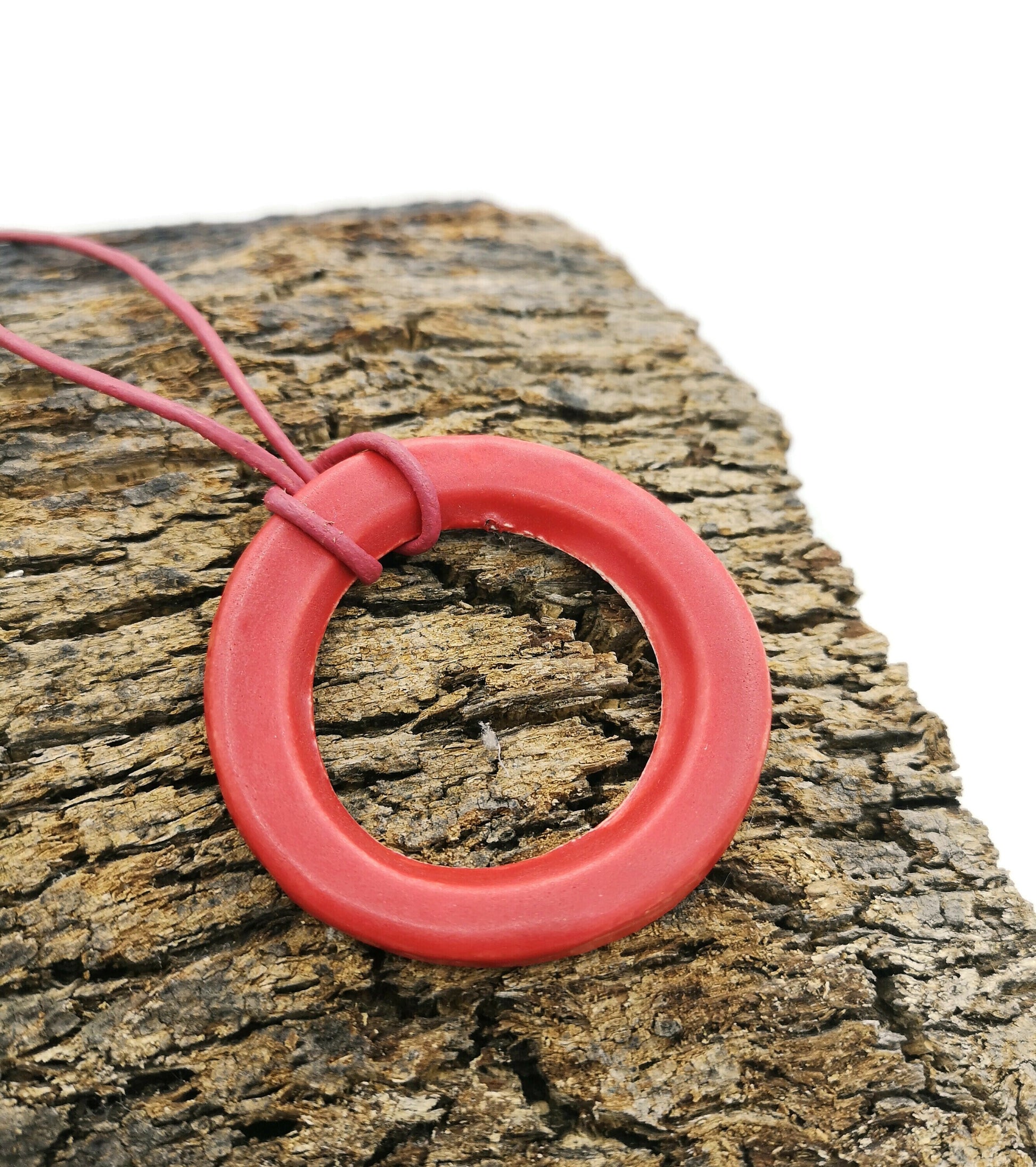 DONUT PENDANT, LARGE Circle Pendant For Necklace, Ceramic Jewelry Making Supplies - Ceramica Ana Rafael