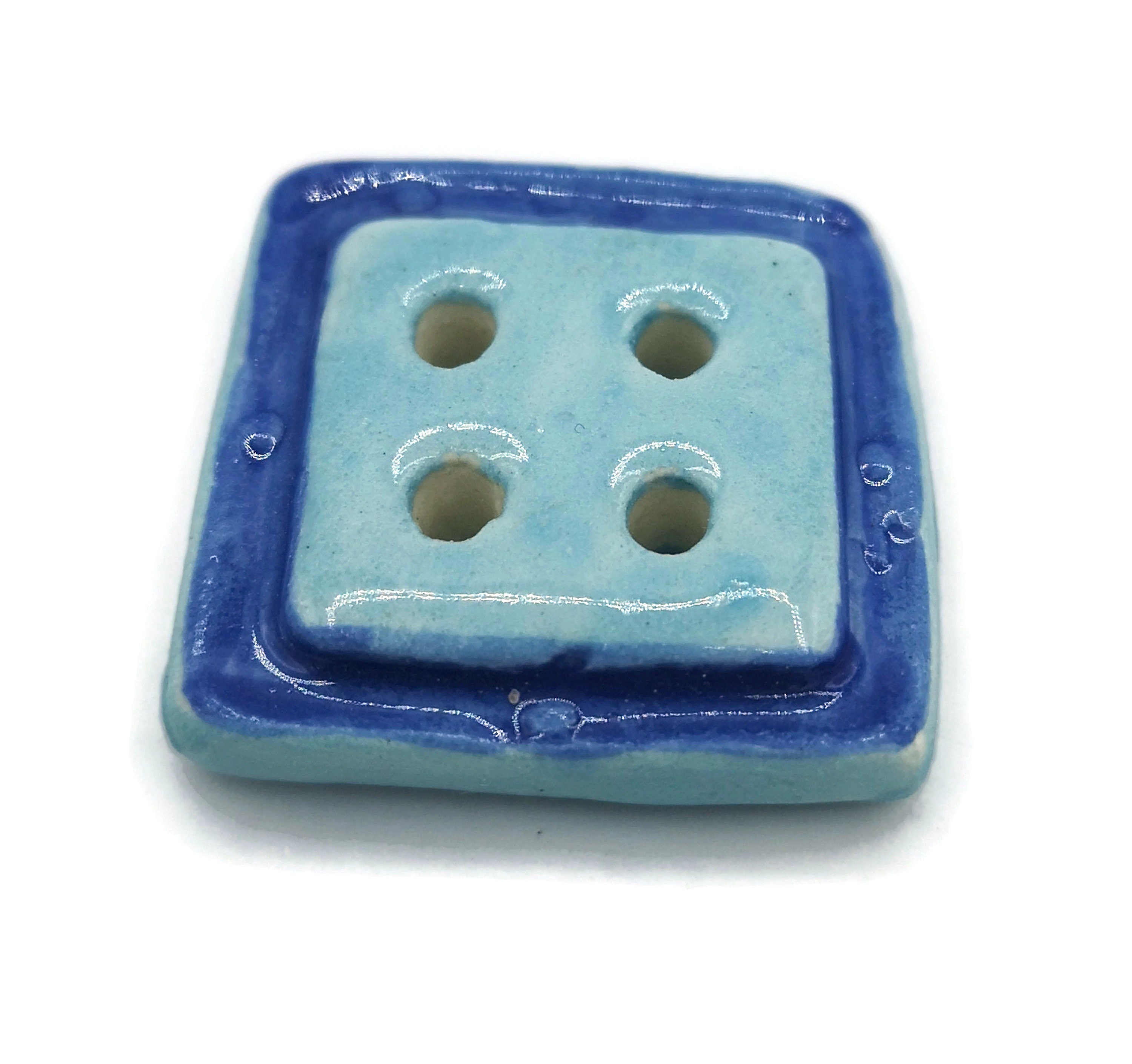 Large Ceramic Buttons Extra Large Handmade Ceramic Buttons – Blue Square Sewing Supplies ...
