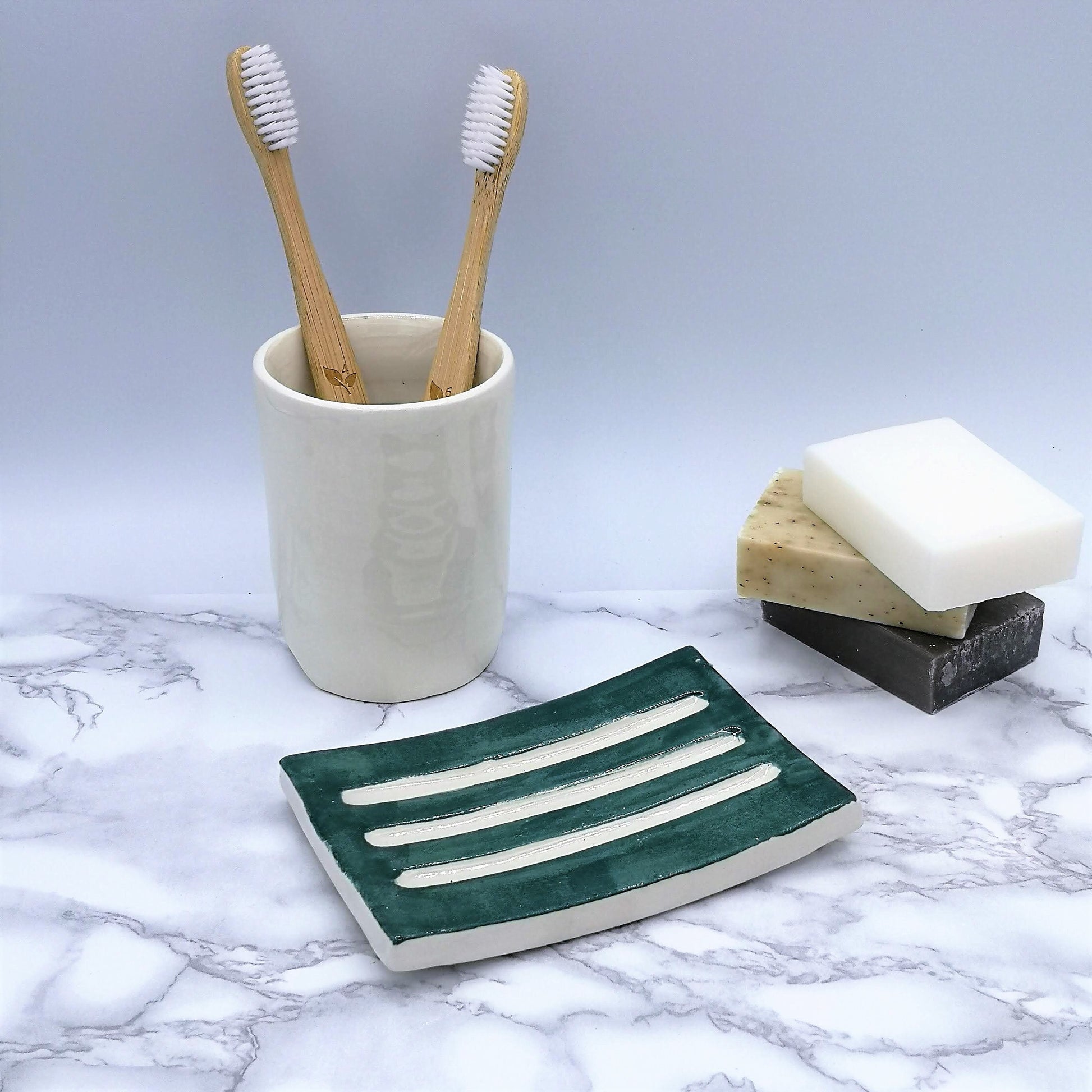 CLAY SOAP DISH with drain, rectangular soap dish for shower, self draining sponge holder, sustainable gift for her, shampoo bar holder - Ceramica Ana Rafael