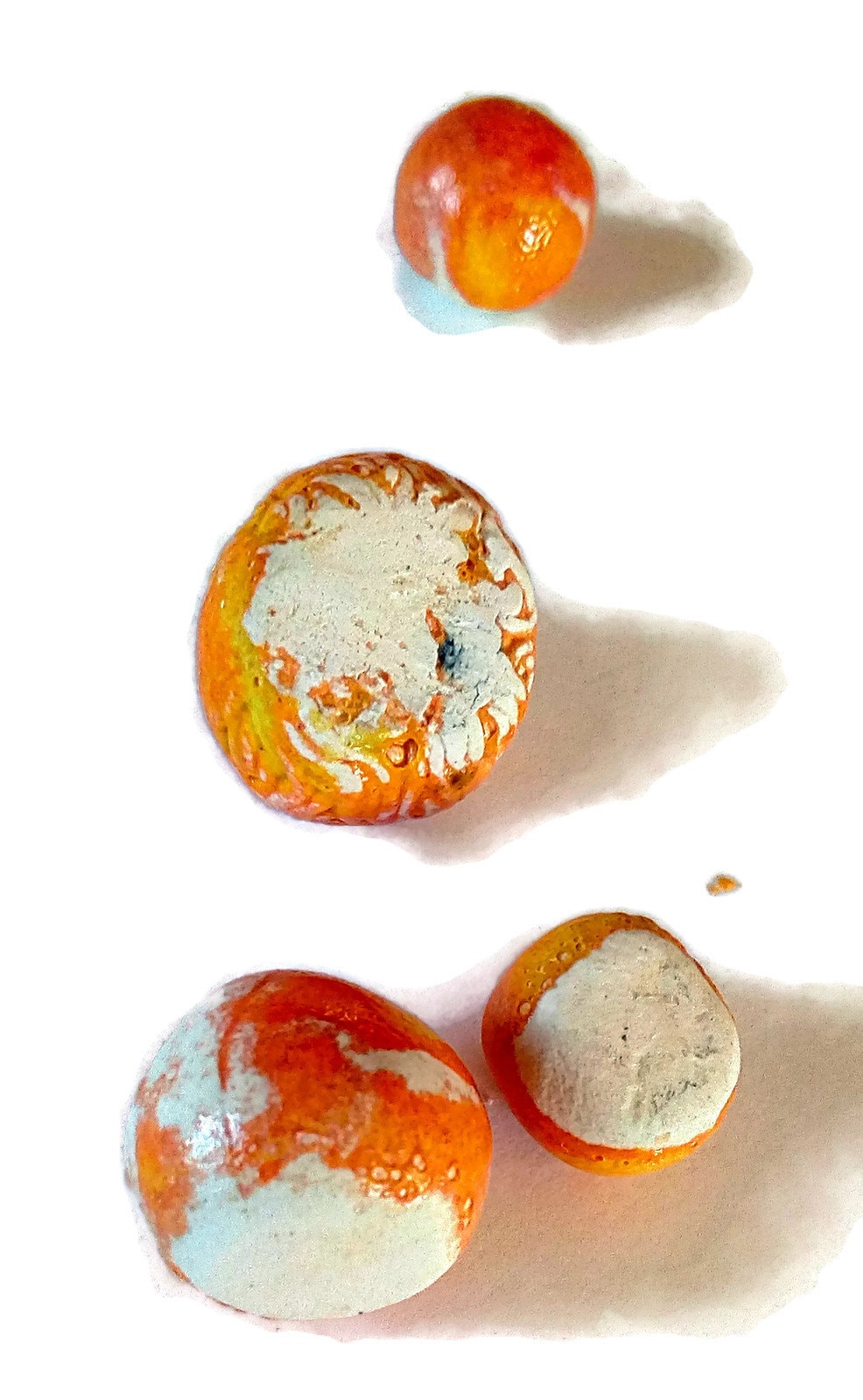 6Pc Handmade Ceramic Round Orange Cabochons For Clay Jewelry Making, Irregular Beads No Hole, Assorted Earring Components - Ceramica Ana Rafael