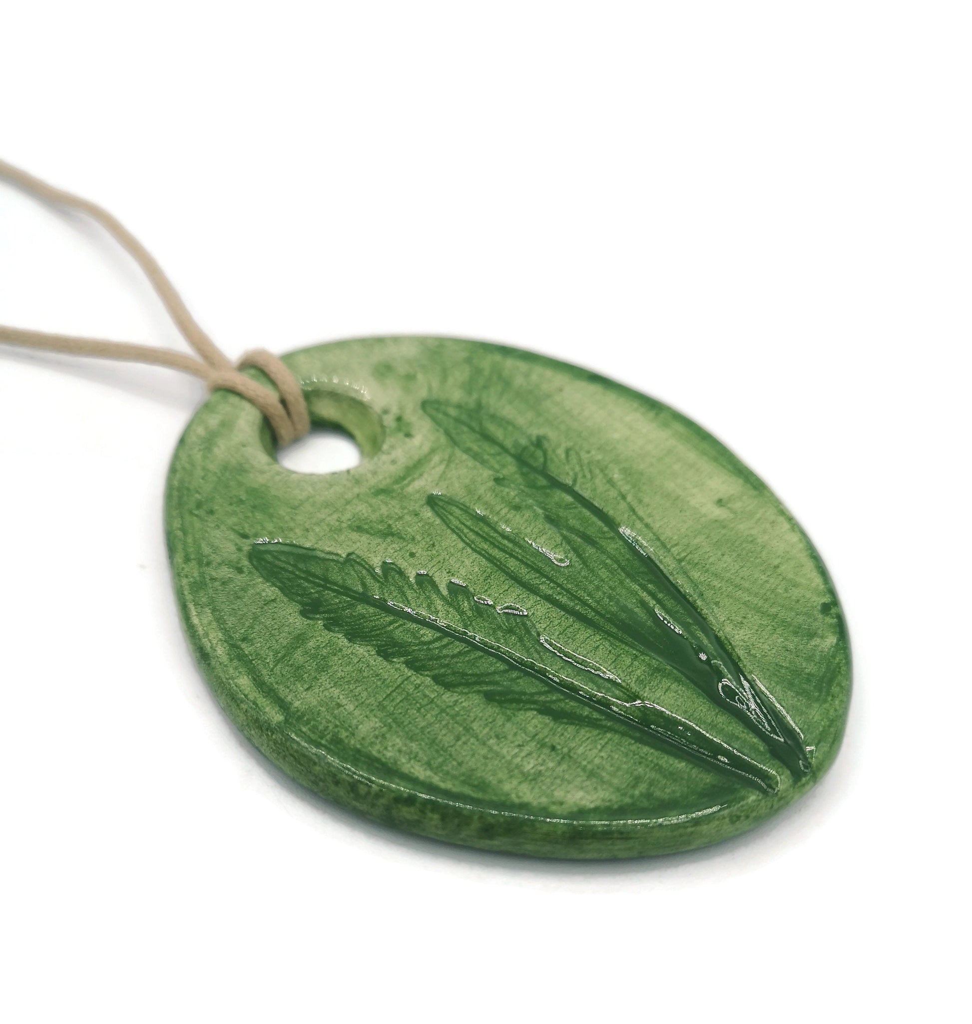 LARGE PENDANT, Handmade Ceramic Leaf Design Statement Jewelry Making Charm For Women Accessories, Clay Charms - Ceramica Ana Rafael