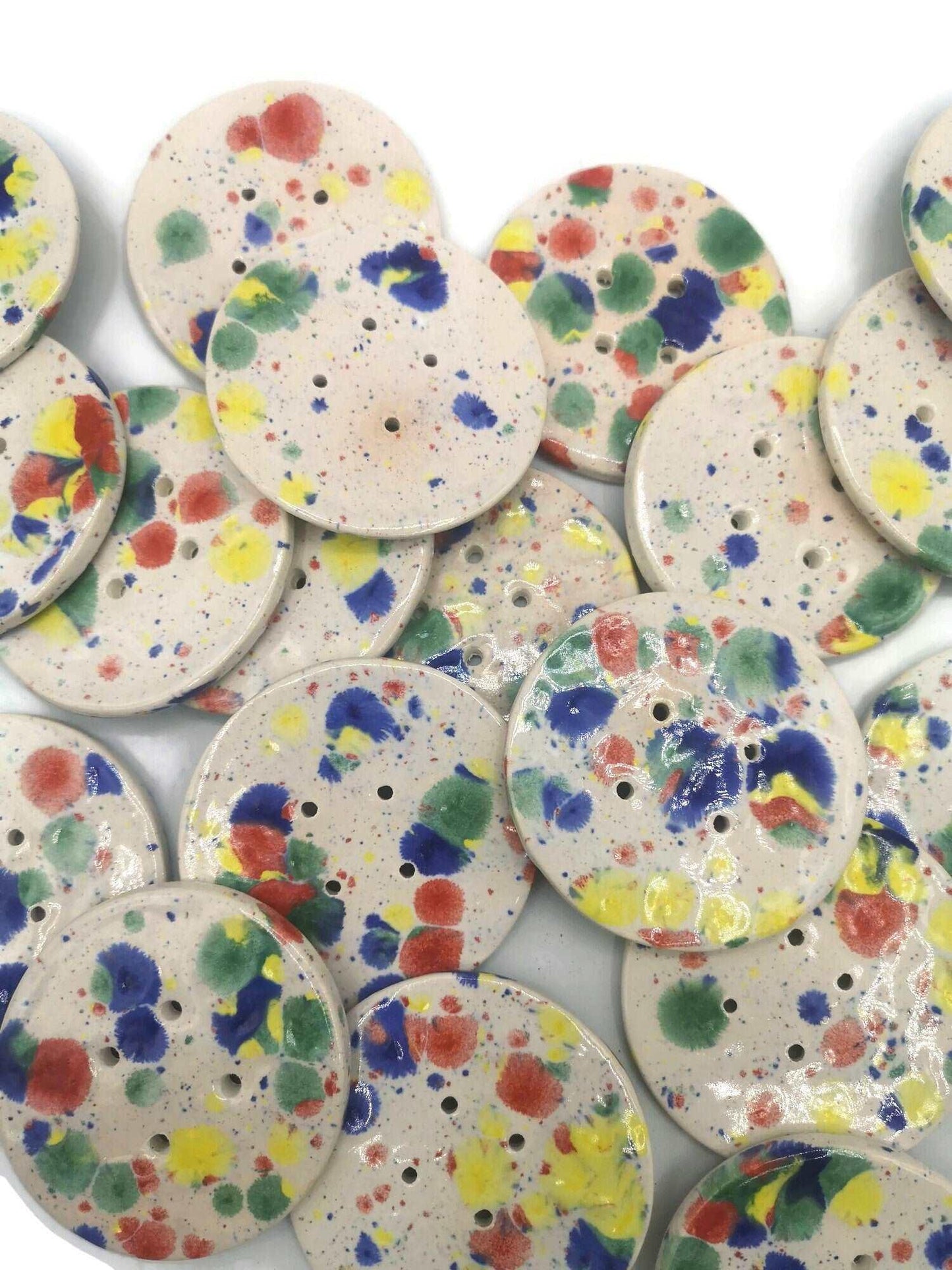 1Pc 65mm Colorful Giant Sewing Buttons, Jumbo Confetti Decorative Novelty Extra Large Buttons for Crafts, Handmade Ceramic Coat Button