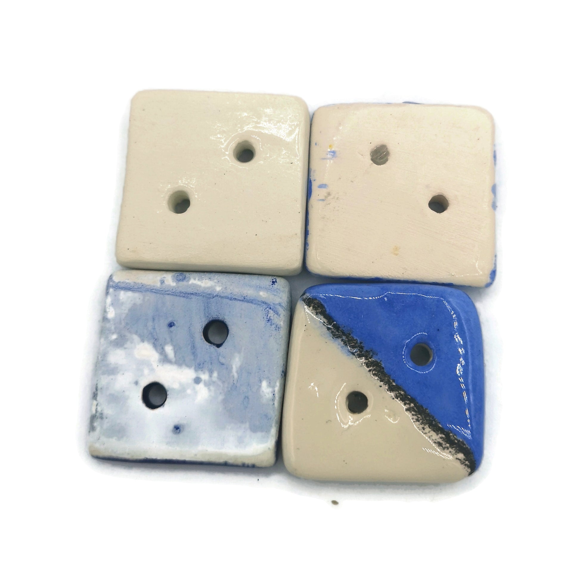 4Pc 30mm Handmade Ceramic Square Blue Sewing Buttons for Crafts, Elegant Extra Large Coat Buttons, Best Sellers Sewing Supplies And Notions - Ceramica Ana Rafael