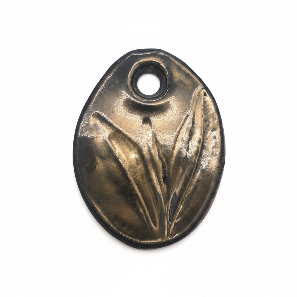 Large sage and lavender handmade ceramic leaf pendants