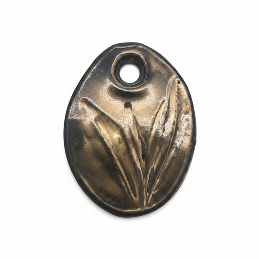 Large sage and lavender handmade ceramic leaf pendants