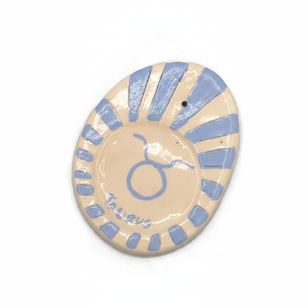 Taurus zodiac ceramic incense holder for sticks or cones