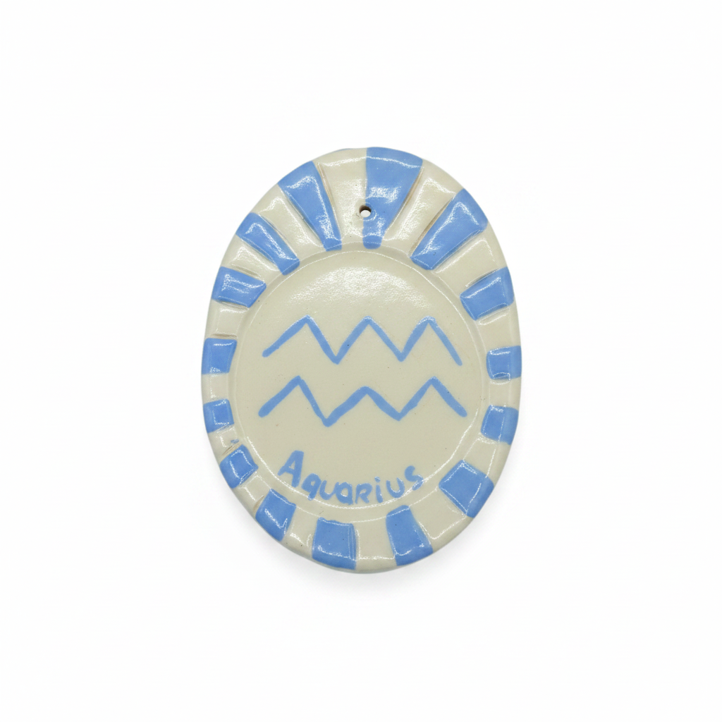 Handmade Aquarius zodiac ceramic incense holder