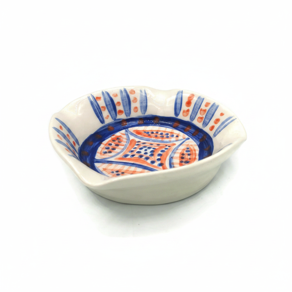 Wheel-thrown ceramic ashtray with glazed finish
