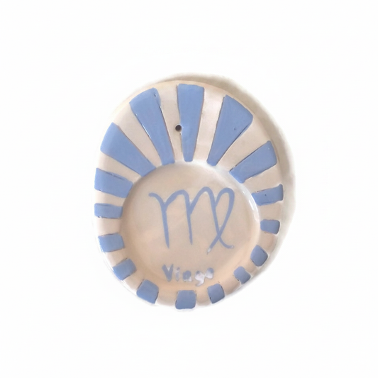Handmade blue Virgo ceramic incense holder