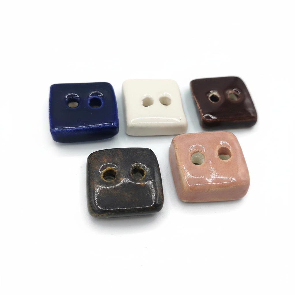 Set of five handmade ceramic sewing buttons