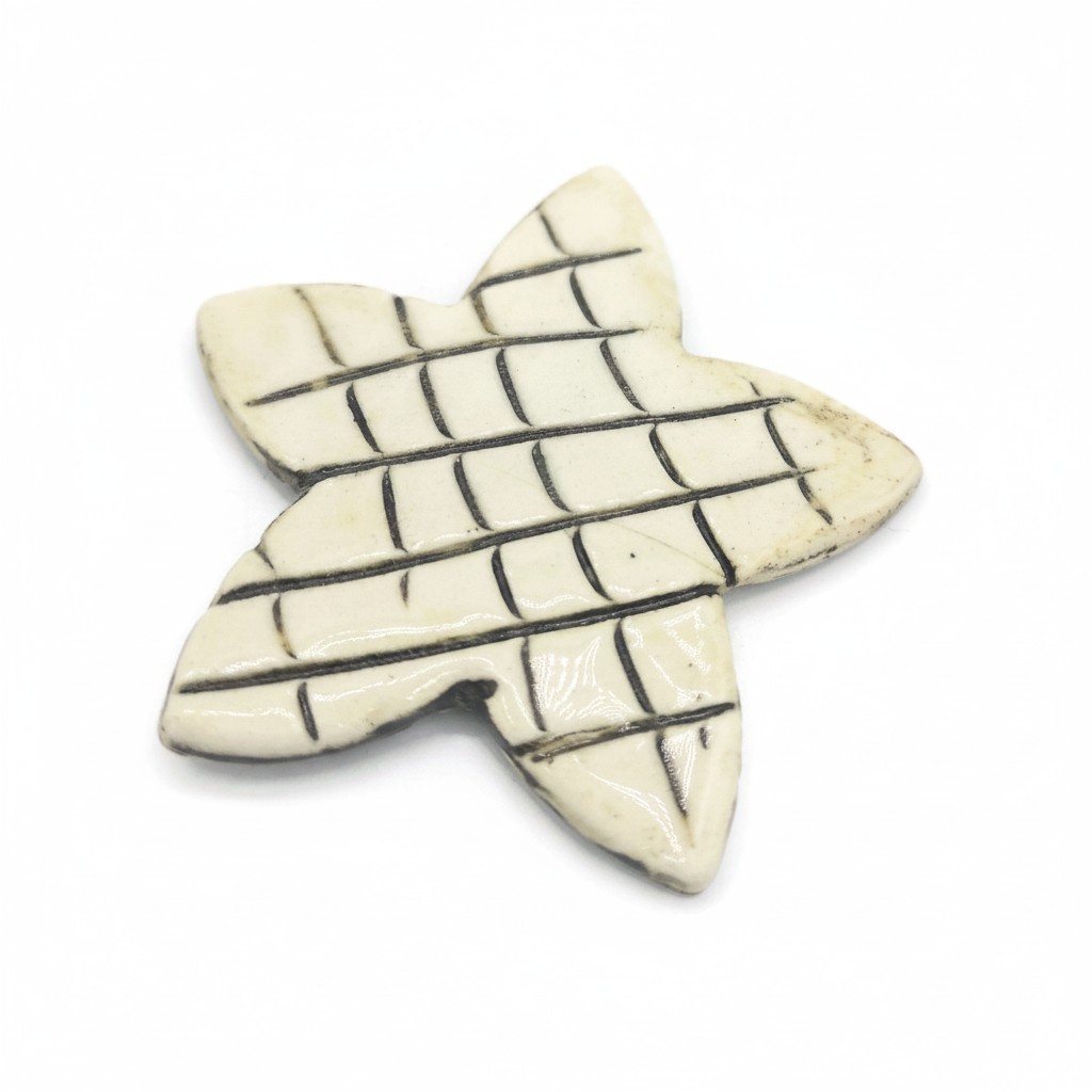 Beige handmade ceramic refrigerator magnet