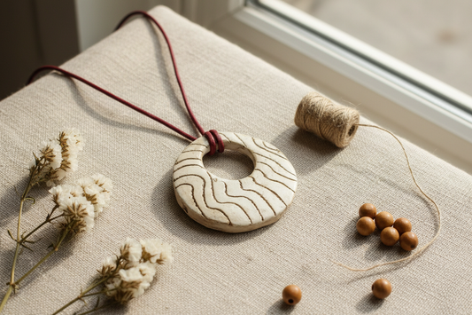 Hero Photo - Etsy Style - Large Circle Ceramic Pendant