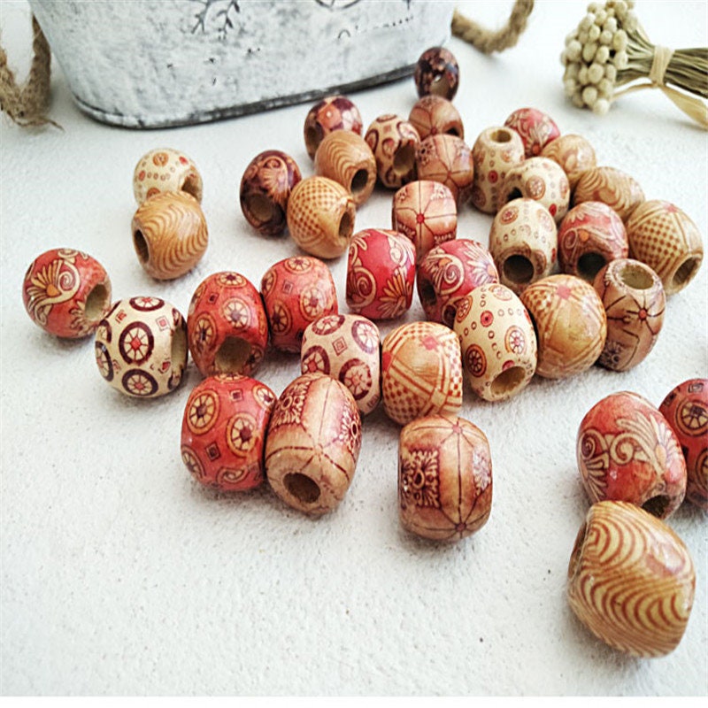 30 Large Hole Wooden Beads 17mm – Macrame & Jewelry Making Beads