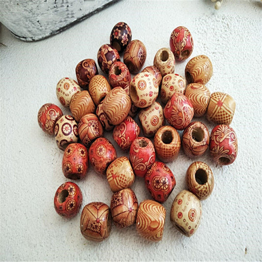 30 Large Hole Wooden Beads 17mm – Macrame & Jewelry Making Beads