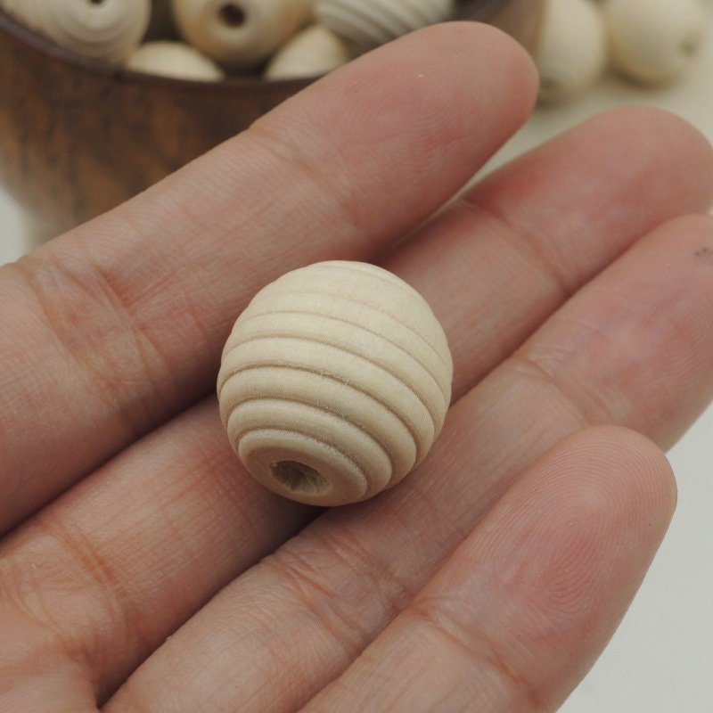 12/18mm Big Macrame Beads for Jewelry Making | Bulk Wooden Hive-Shaped Beads with 3mm Hole