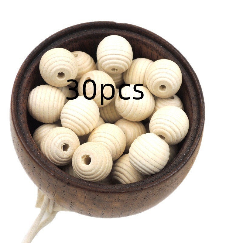 12/18mm Big Macrame Beads for Jewelry Making | Bulk Wooden Hive-Shaped Beads with 3mm Hole