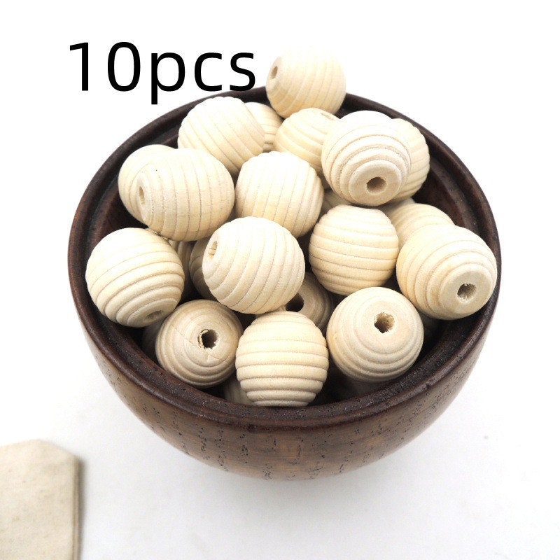 12/18mm Big Macrame Beads for Jewelry Making | Bulk Wooden Hive-Shaped Beads with 3mm Hole