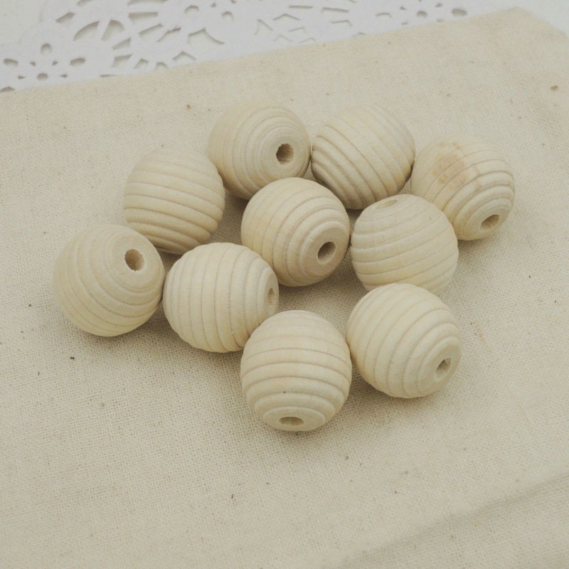 12/18mm Big Macrame Beads for Jewelry Making | Bulk Wooden Hive-Shaped Beads with 3mm Hole