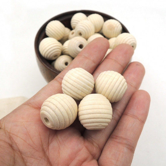 12/18mm Big Macrame Beads for Jewelry Making | Bulk Wooden Hive-Shaped Beads with 3mm Hole