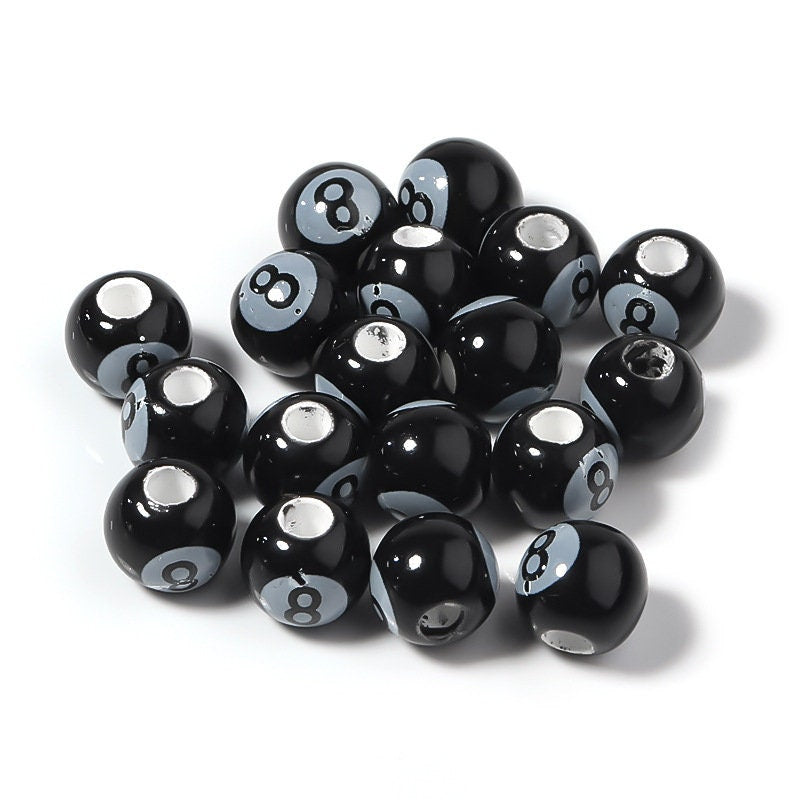 20 Ceramic 8 Ball Pool Beads – Billiard Beads for Jewelry Making
