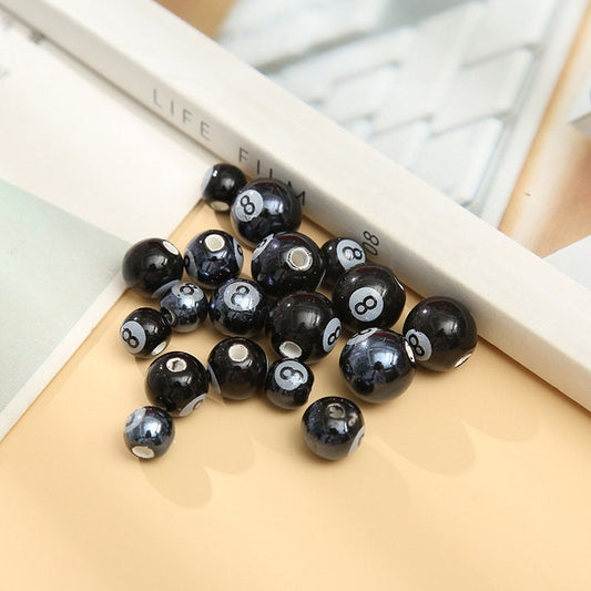 20 Ceramic 8 Ball Pool Beads – Billiard Beads for Jewelry Making