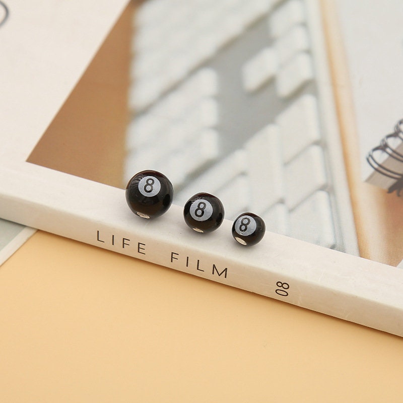 20 Ceramic 8 Ball Pool Beads – Billiard Beads for Jewelry Making