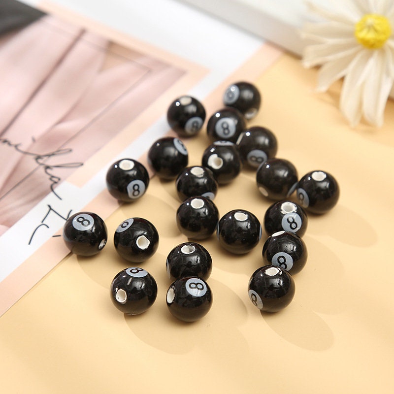 20 Ceramic 8 Ball Pool Beads – Billiard Beads for Jewelry Making