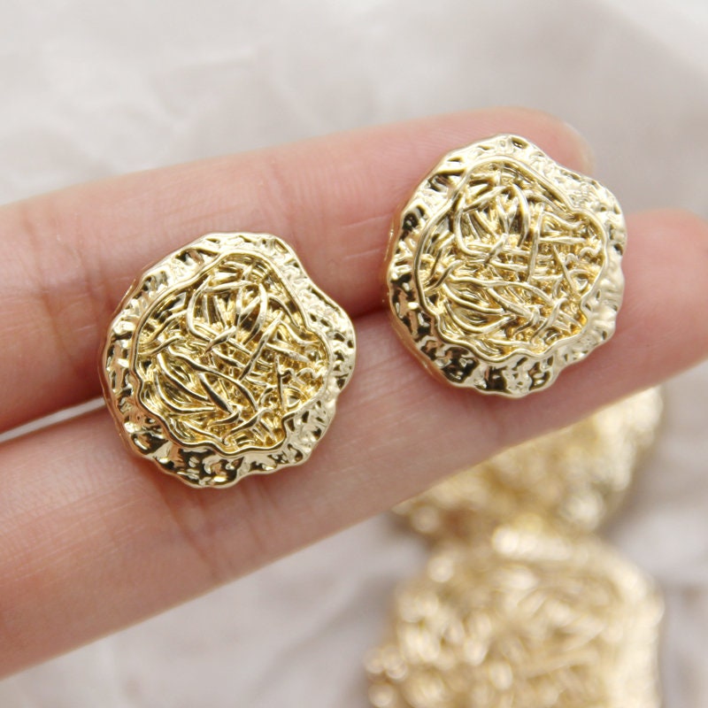 18/23mm Golden Irregular Shank Buttons | Unique Metal Buttons for Sewing & DIY Crafts