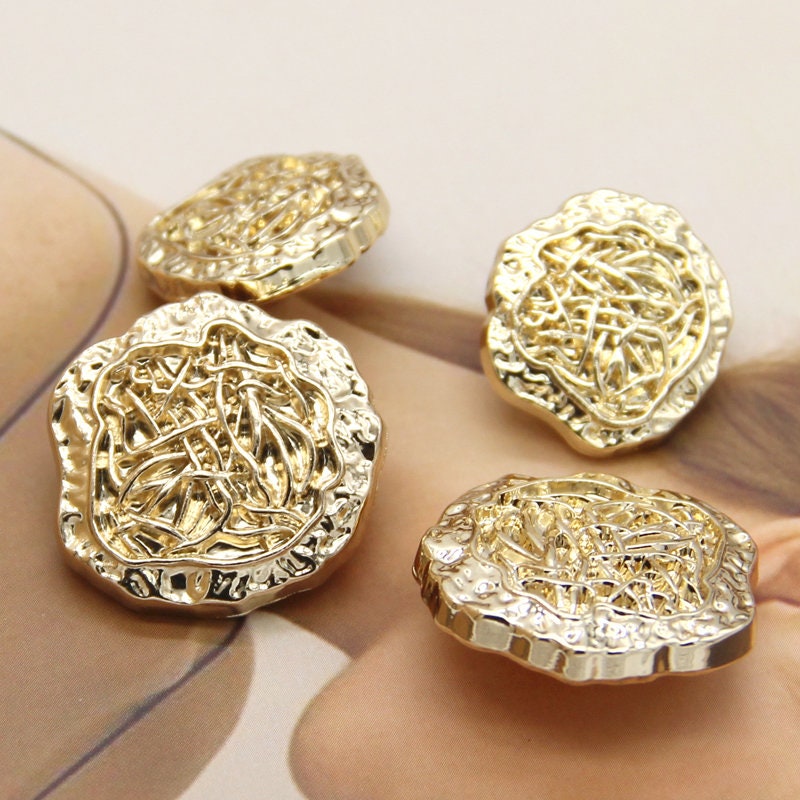 18/23mm Golden Irregular Shank Buttons | Unique Metal Buttons for Sewing & DIY Crafts