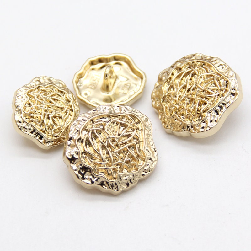 18/23mm Golden Irregular Shank Buttons | Unique Metal Buttons for Sewing & DIY Crafts